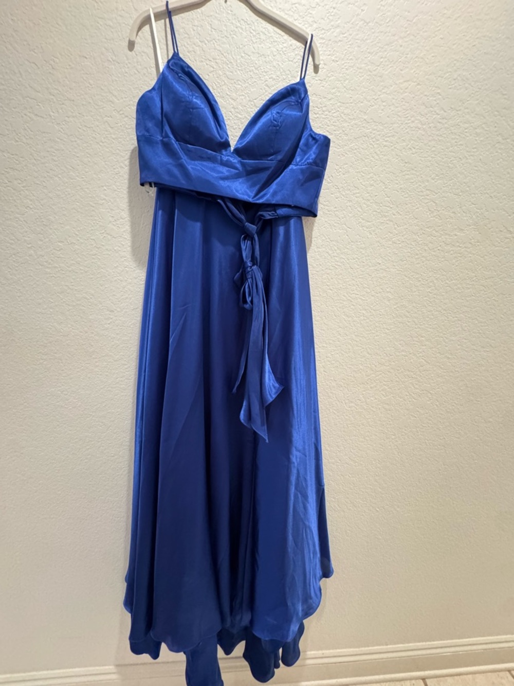 New Sherri Hill Sz 10 Royal Blue Two Piece Satin Prom Dress